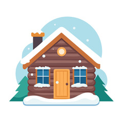 a flat icon of vector clip art winter cabin for web and graphic design