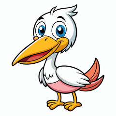 Cute Pelican Doodle Coloring Page – Cartoon Bird Line Art Illustration