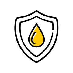 a flat icon of water drop shield outline icon for web and graphic design