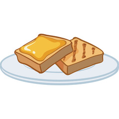 Two Slices Of Toast Served On A Clear Plate One With Golden Honey And The Other Toasted With Grill Marks