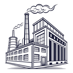 Obraz premium An industrial factory with tall chimneys and billowing smoke, representing manufacturing and production isolated on a symbol of industry