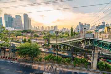 Bangkok city at sunset light