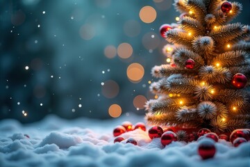 Christmas background with generous copyspace and holiday decorative elements