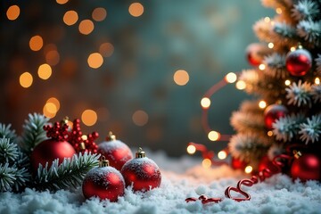 Christmas background with generous copyspace and holiday decorative elements