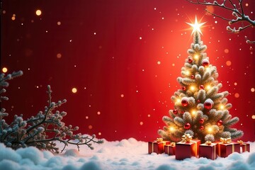Christmas background with generous copyspace and holiday decorative elements