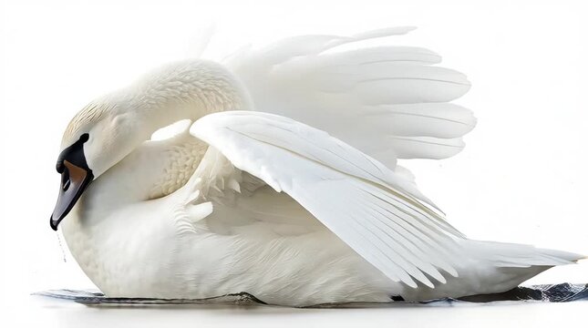 Trumpeter Swan, Relax. isolated on a white background