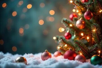 Christmas background with generous copyspace and holiday decorative elements