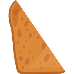 A slice of toast with a golden brown crust and circular pores against a transparent background isolated food illustration