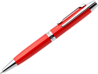 Elegant red pen isolated on transparent background, perfect for education, writing, and office branding visuals.
