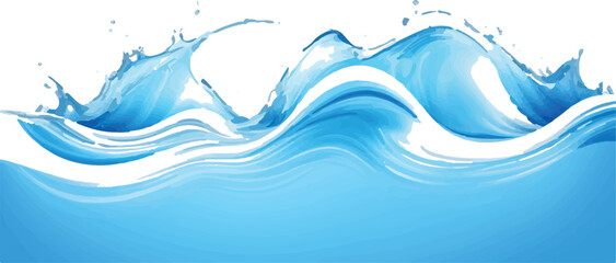 Blue water surface with waves and splashes clean liquid background vector illustration for summer designs