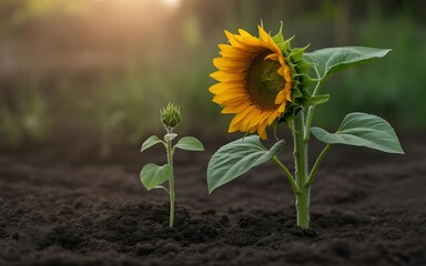 Sunflower Growth Stages in a Field