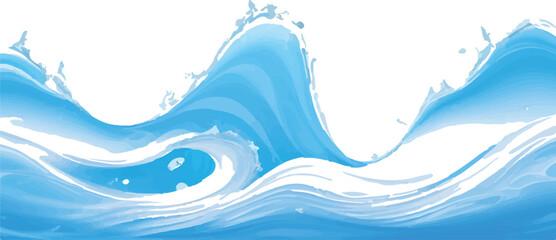 Abstract vector illustration of blue water waves flowing motion with splashes perfect for backgrounds and design elements