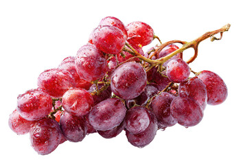 Fresh bunch of ripe red grapes glistening with water droplets