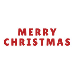 Red Coloured Merry Christmas text vector in festive lettering style on white background, ideal for Christmas greeting cards, holiday banners, posters, and digital seasonal designs.