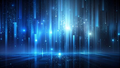 Futuristic Blue Data Stream - Abstract Technology Background with Light.