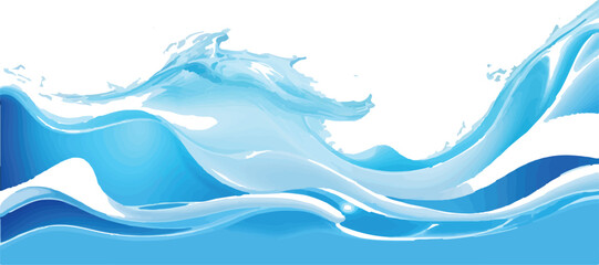 Abstract blue water wave illustration flowing liquid motion with splash effect vector design element for backgrounds and banners