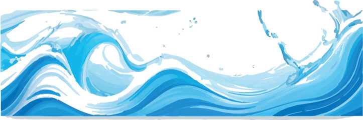 Abstract blue water wave illustration flowing liquid motion with splash effect vector background for graphic design