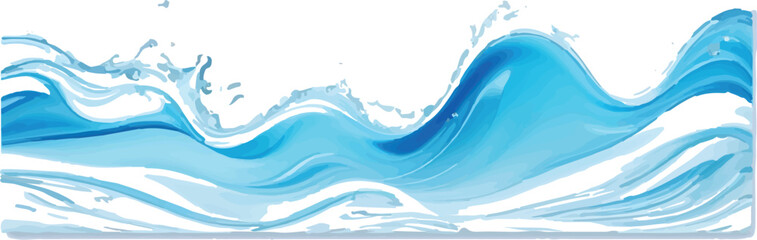Abstract blue water wave illustration flowing liquid motion with splash effect vector design element for backgrounds and banners