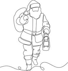 Obraz premium Line drawing of Santa Claus