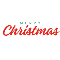Red and Green Coloured Merry Christmas Text Vector Illustration on white background, ideal for  Christmas greeting cards, holiday banners, posters, and digital seasonal designs.