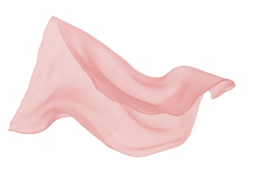 Pink fabric flowing in light wind, showing softness and elegance, isolated on a transparent background