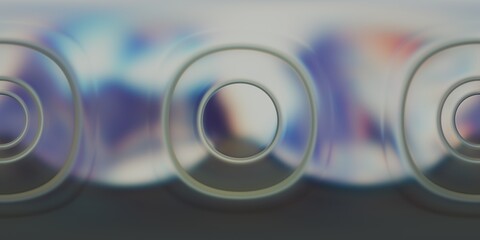 Soft abstract HDRI with circular blur and dreamy bokeh tones. Ideal for CGI product lighting and futuristic renders in creative projects.