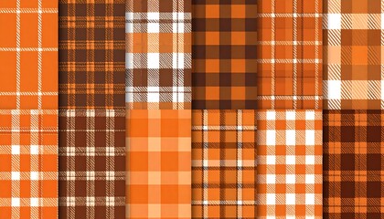 Collection of Orange Plaid Patterns for Fall Season.