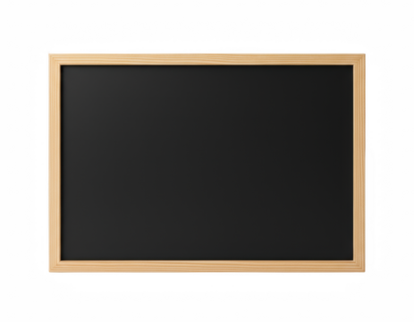 Rectangular dark gray writing surface in a natural wood border, isolated image