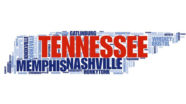 Tennessee State map Icons Animated Wordcloud