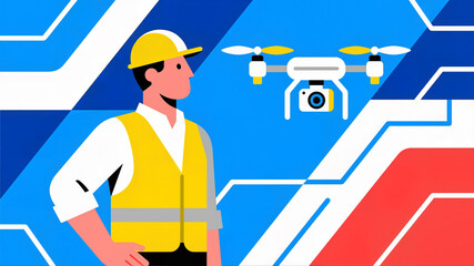 Fototapeta premium Technician Operating Camera Drone for Aerial Monitoring and Survey