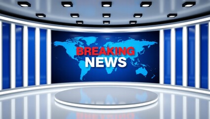 Breaking News Studio with World Map