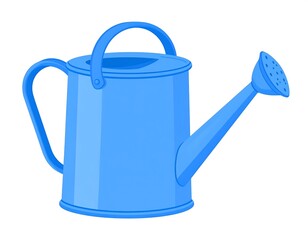 Illustration of a classic blue watering can for garden and plant care