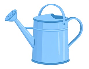 Illustration of a Light Blue Watering Can for Garden Use in Vector Style