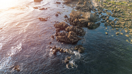 Coastal town along a scenic rocky shoreline