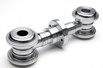 White background aluminum dumbbells with stainless steel chrome plating, suitable for fitness training and exercise equipment concepts