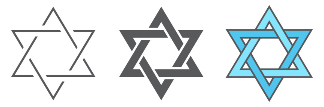 Star of David line icon. Simple hexagram religious symbol in thin outline style, isolated on a white background. Vector illustration for jewish religion, holiday and logo design.