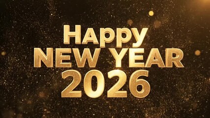 Sparkling gold Happy New Year 2026 wishes bring festive cheer and celebration for holiday greetings and event promotions with a modern festive twist