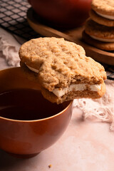 peanut chip cookies on rose table