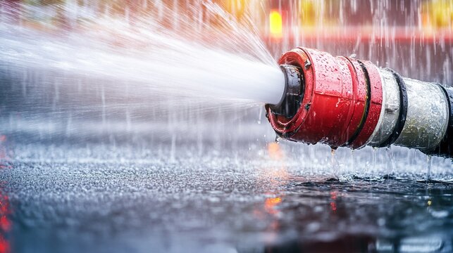 oligarchy. An out-of-control fire hose writhing wildly, spraying water in all directions. mobility guides, transit brochures, designed for transport & logistics marketing, used by interior designers.