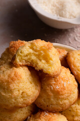Tender coconut cookies made from ingredients