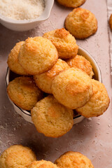 Tender coconut cookies made from ingredients