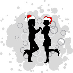 Christmas background with silhouettes, vector