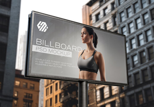 Large Horizontal Billboard in City Mockup