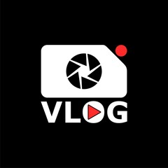 VLOG icon isolated on black background