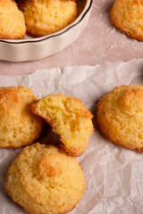 Tender coconut cookies made from ingredients