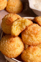 Tender coconut cookies made from ingredients