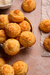 Tender coconut cookies made from ingredients