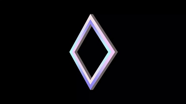 3D Animated Geometric Shape known as a Rhombus with Black Background 