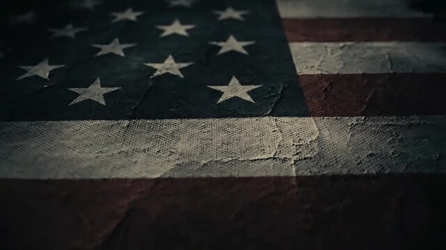 Close-up Vintage American Flag Textured Grunge Background United States of America Patriotism Symbolism