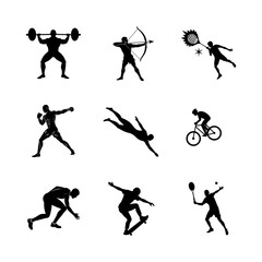 Sports Silhouette Icon Set for Web and Graphic Design
